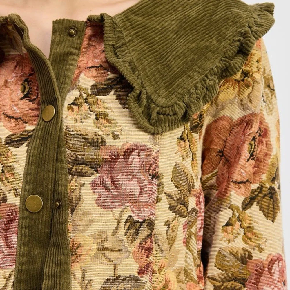 Vintage Style Jacquie The Label Floral Corduroy Women's Jacket - Picture 7 of 15